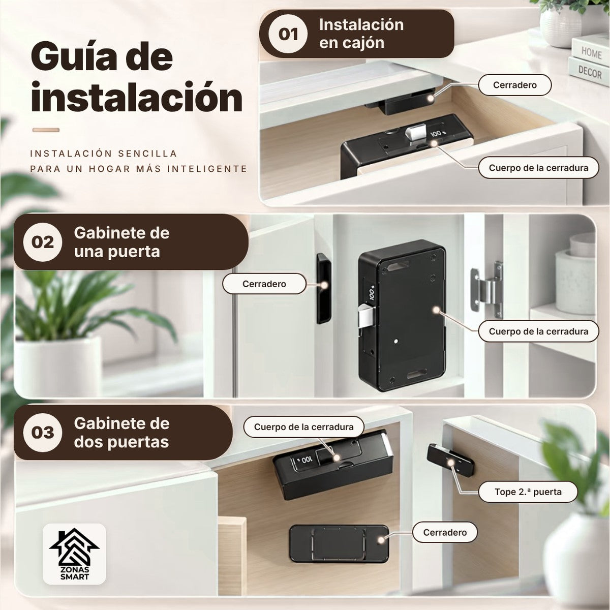 Cerradura invisible para cajones y gabinetes con tarjeta NFC E-Card | FS02