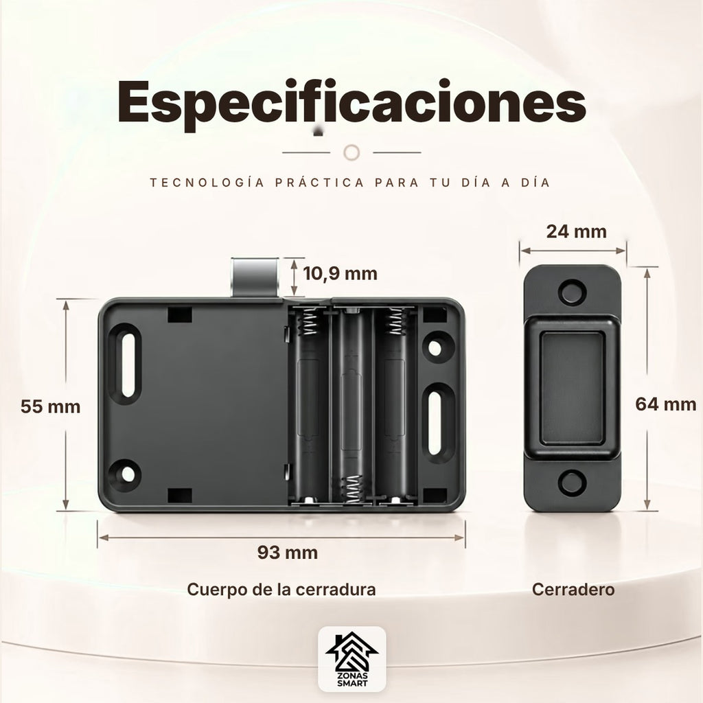 Cerradura invisible para cajones y gabinetes con tarjeta NFC E-Card | FS02