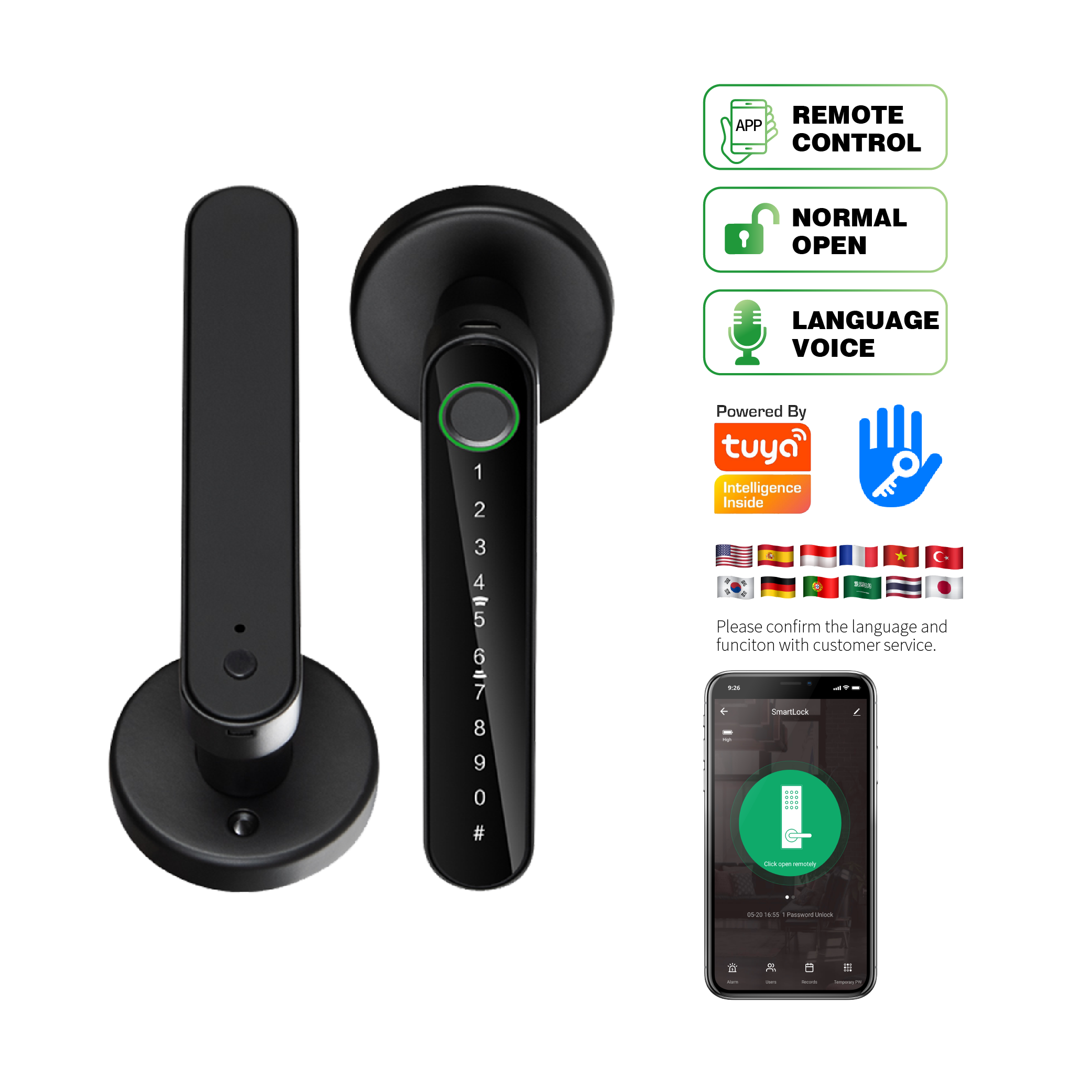 Cerradura inteligente de manija con rosette redonda E-Touch | N191A