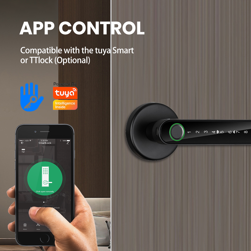 Cerradura inteligente de manija con rosette redonda E-Touch | N191A