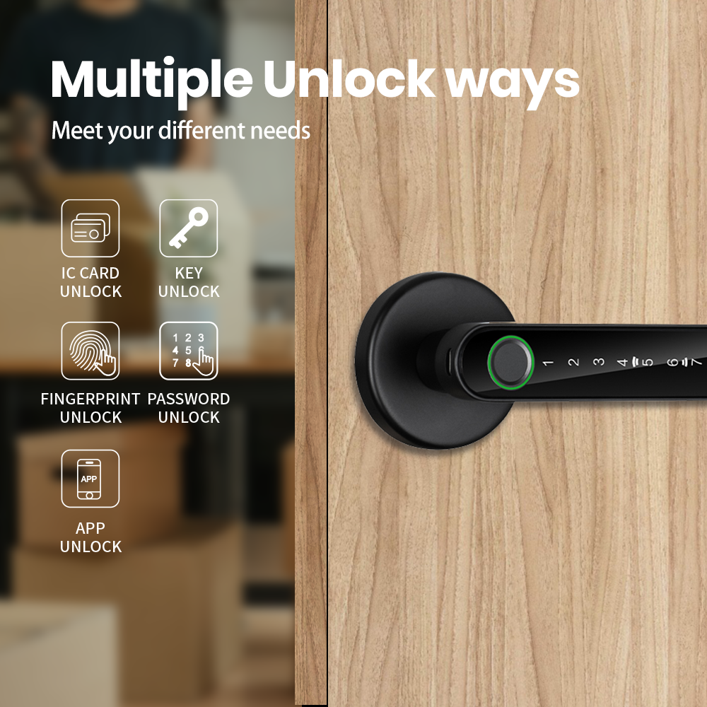 Cerradura inteligente de manija con rosette redonda E-Touch | N191A