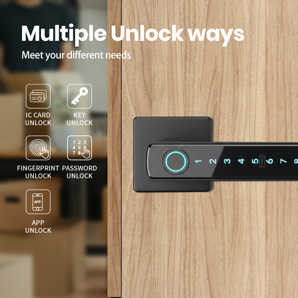 Cerradura inteligente de manija con rosette cuadrada E-Touch | N191B