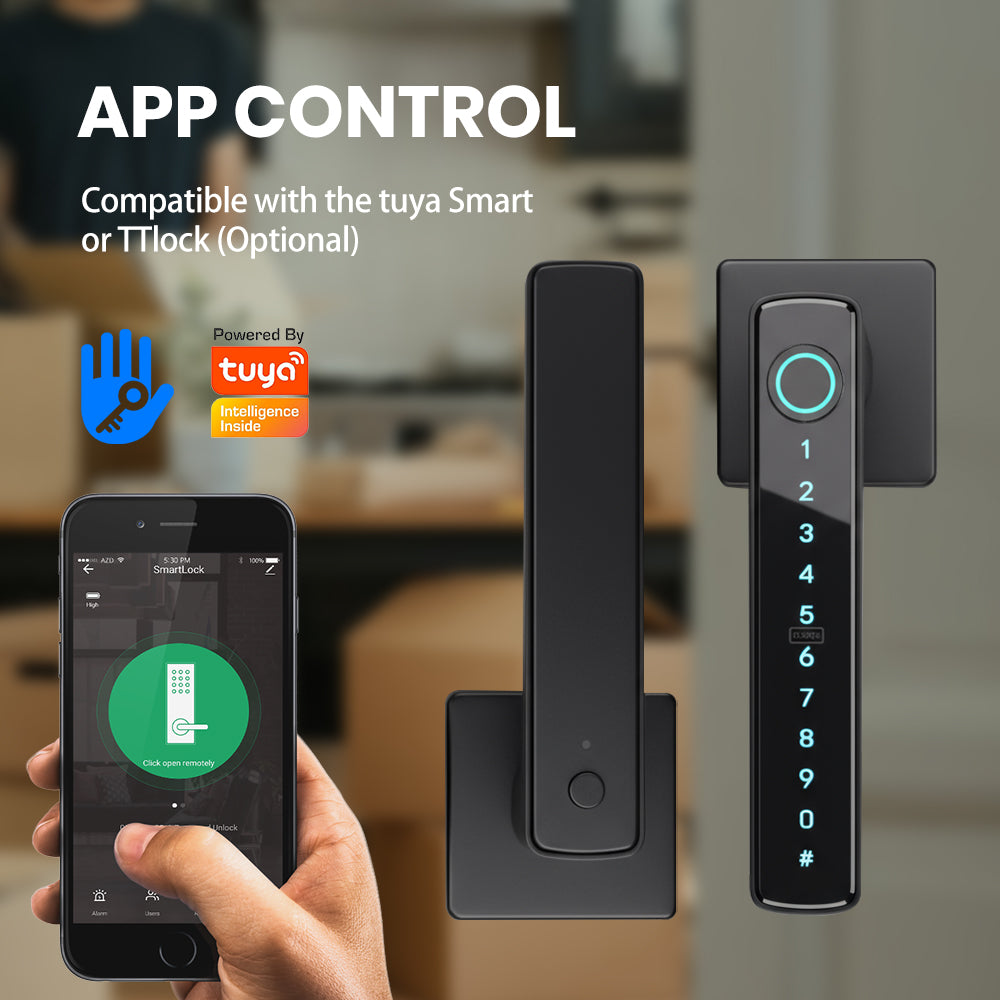 Cerradura inteligente de manija con rosette cuadrada E-Touch | N191B