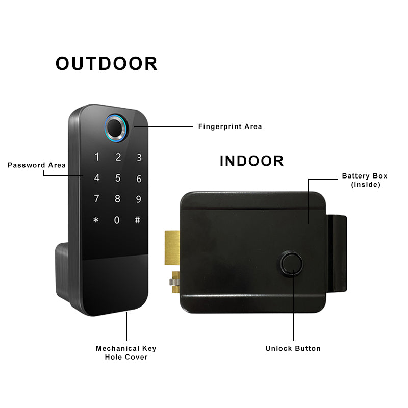 Cerradura inteligente IP65 para portón y exterior E-Shield | NX5-L